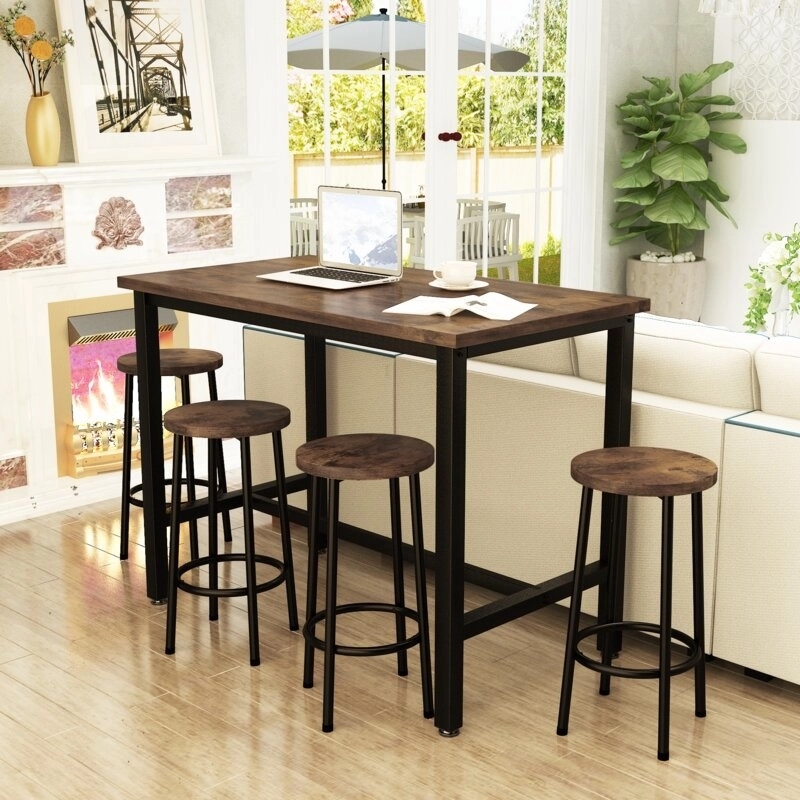 GKW Dining Set: 4 - Person Counter Height Dining Set - Brown & Black by Studio GKW : Colours available: Brown 1 1
