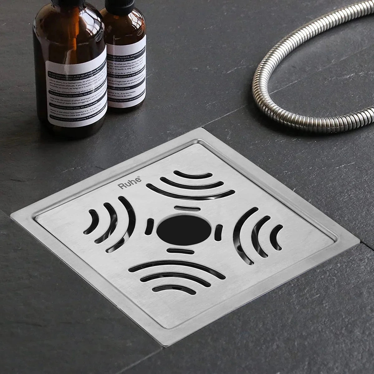 Ruhe Venus Square Premium Floor Drain with Hole - (6 x 6 Inches) by Ruhe : Colours available: Silver 1 3