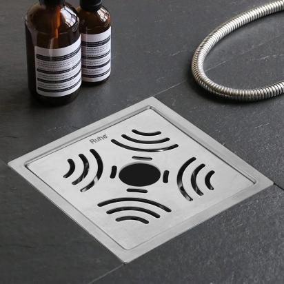 Ruhe Venus Square Premium Floor Drain with Hole - (6 x 6 Inches) by Ruhe : Colours available: Silver 1 3