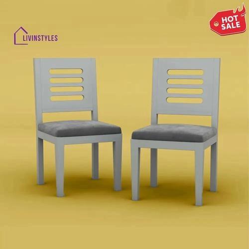 Livin Styles Divyansh Sheesham Wood Dining Chair With Cushion - Set of 2 (Gray Finish)