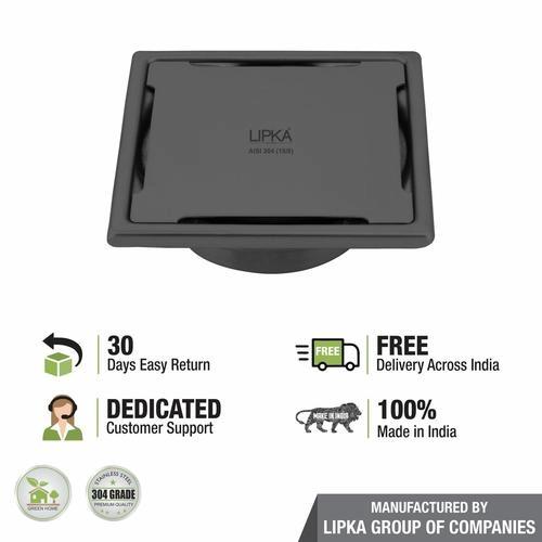 Lipka Yellow Exclusive Square Floor Drain in Black PVD Coating (5 x 5 Inches) with Cockroach Trap 3