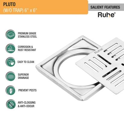 Ruhe Pluto Square Premium Floor Drain 6 x 6 Inches by Ruhe 3 2