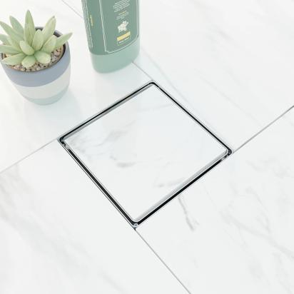 Aquieen 4x4 Inch Tile/Marble Insert Floor Grating / Drainer with Anti-Foul Cockroach Trap | SS304 Drainer in Chrome Finish | Drain Cover & Kitchen by Aquieen : Colours available: Chrome 2 3