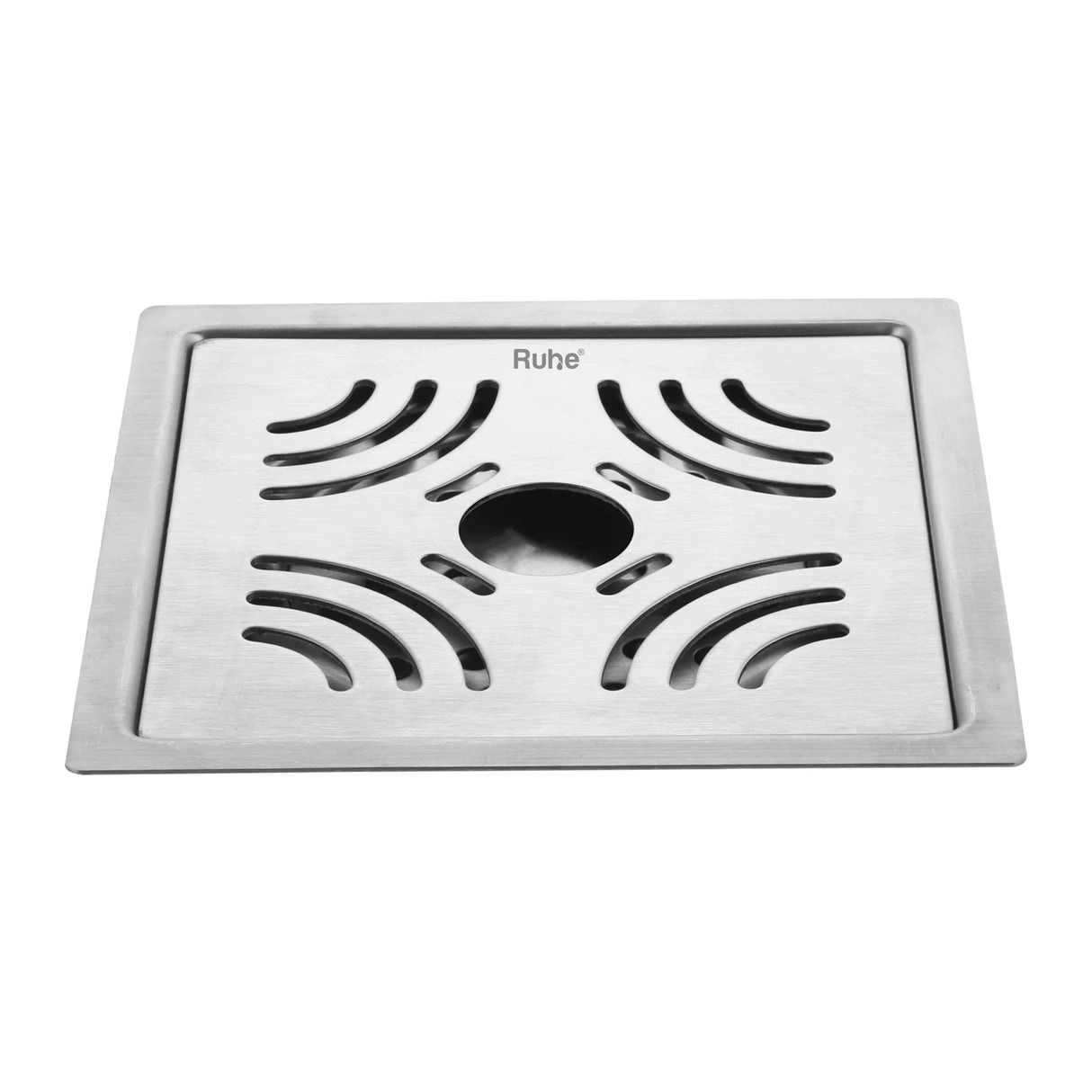 Ruhe Venus Square Premium Flat Cut Floor Drain 6 x 6 Inches With Hole by Ruhe : Colours available: Silver