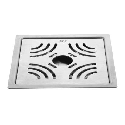 Ruhe Venus Square Premium Flat Cut Floor Drain 6 x 6 Inches With Hole by Ruhe : Colours available: Silver