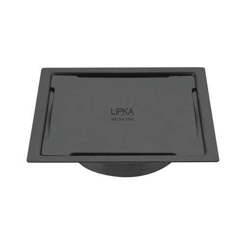 LIPKA Yellow Exclusive Square Flat Cut Floor Drain in Black PVD Coating (6 x 6 Inches) with Cockroach Trap