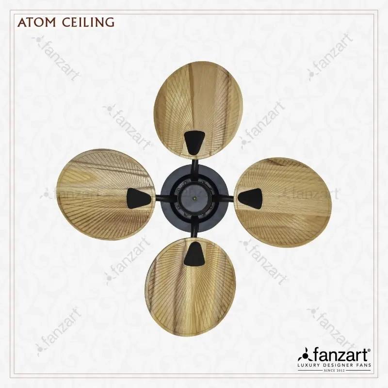 Fanzart Atom Ceiling Mount- 34″ Tropical Fan with 4 x Natural Wooden Blades, Optional Remote Integration 4