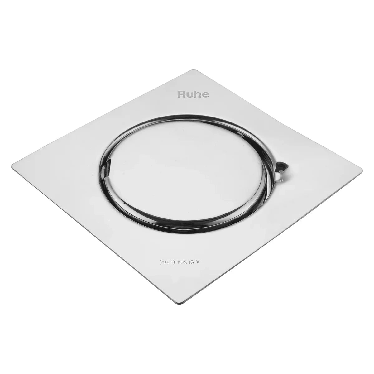 Ruhe Gemini Square 304 - Grade Floor Drain With Hinge 5½ x 5½ Inches by Ruhe : Colours available: Silver