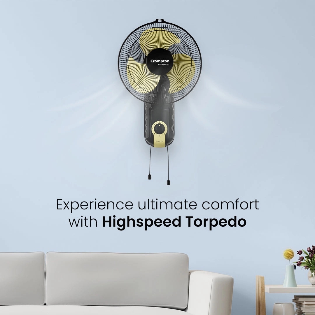 Crompton Highspeed Torpedo Wall Mounted Fan - 12 Inch by Crompton : Colours available: Black 1 2