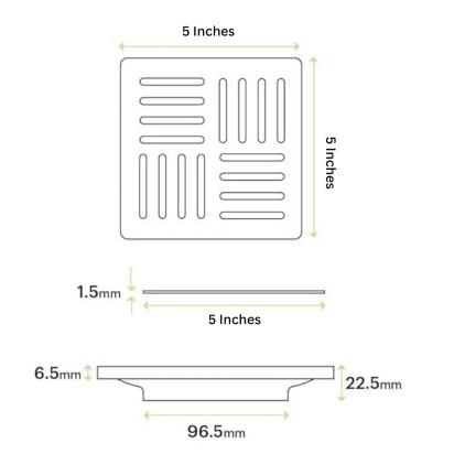 Aquieen 5x5 Inch Floor Grating / Drainer in Brushed Rose Gold Finish | SS304 Drainer with PVD Coating | Anti-Clog & Drain Cover, Kitchen & Shower Areas by Aquieen : Colours available: Gold 3 4