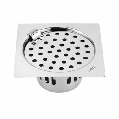 Lipka Square Flat Cut Floor Drain (6 x 6 Inches) with Hinge and Cockroach Trap