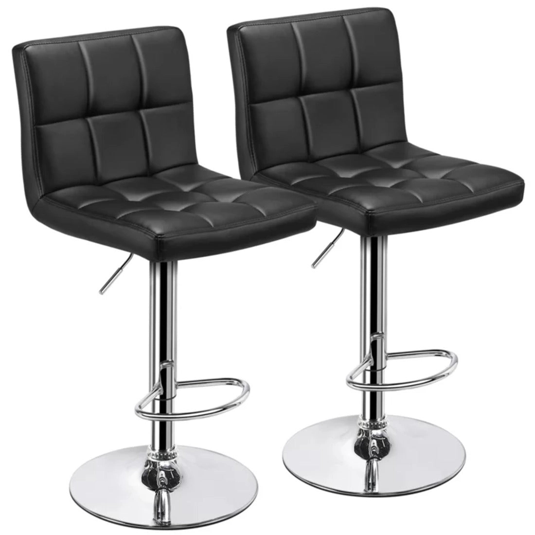 Vibecrafts Plush Leatherette Black Bar Stool / Long Chair - Set Of 2 by Vibecrafts : Colours available: Black 3 1
