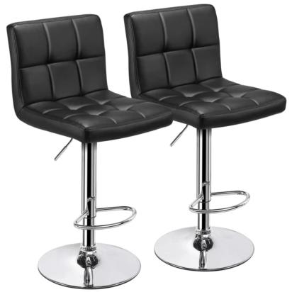 Vibecrafts Plush Leatherette Black Bar Stool / Long Chair - Set Of 2 by Vibecrafts : Colours available: Black 3 1
