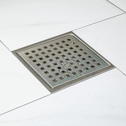 Aquieen 5x5 Inch Floor Grating / Drainer In Matte Finish | Arossa Design & SS304 Drainer | Anti-Clog & Drain Cover & Kitchen by Aquieen : Colours available: Chrome 3 1