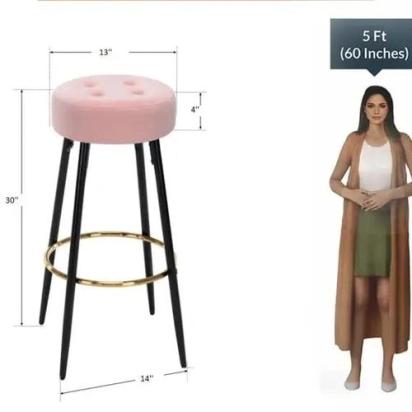 Livin Styles Harsh Pink Color Ceazar Counter Stool by Livinstyles : Colours available: LightPink, Black 3 5