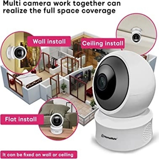 Homemate WiFi Smart Indoor PTZ Camera by Homemate : Colours available: White 3 1