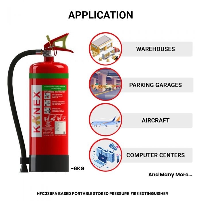 Kanex 6 Kg Clean Agent Fire Extinguisher (Hfc236Fa Based Portable Stored Pressure) by Kanex : Colours available: Red 1 1