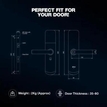 Ozone Smart Bluetooth Lock for Wooden & Metal Doors - OZ-FDL-04-Life-BL Std Black by Ozone : Colours available: Black 6 8