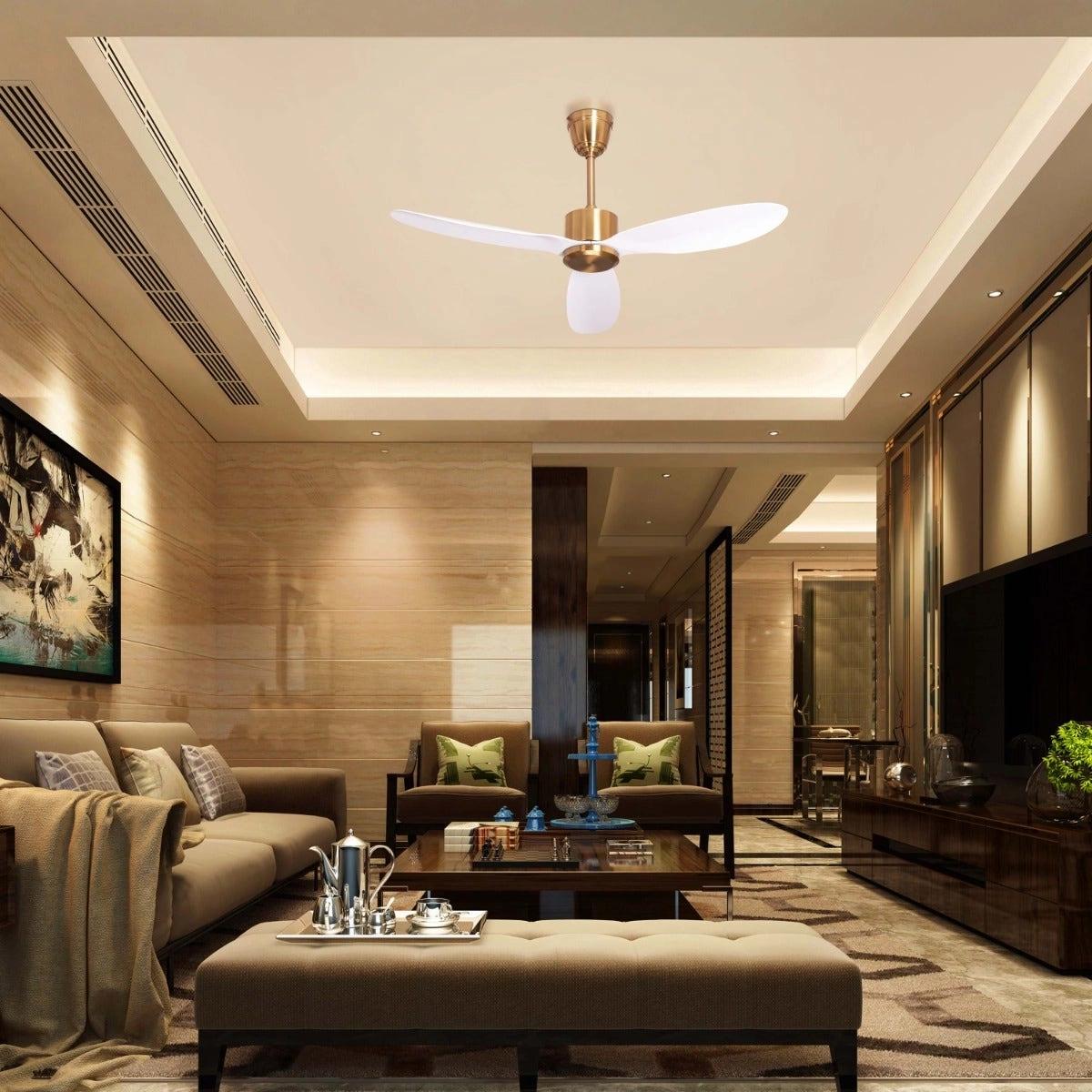 The WhiteTeak Greek Isles (133 cm Span, Gold Finish Metal Body, White Finish ABS Blades) Ceiling Fan 2