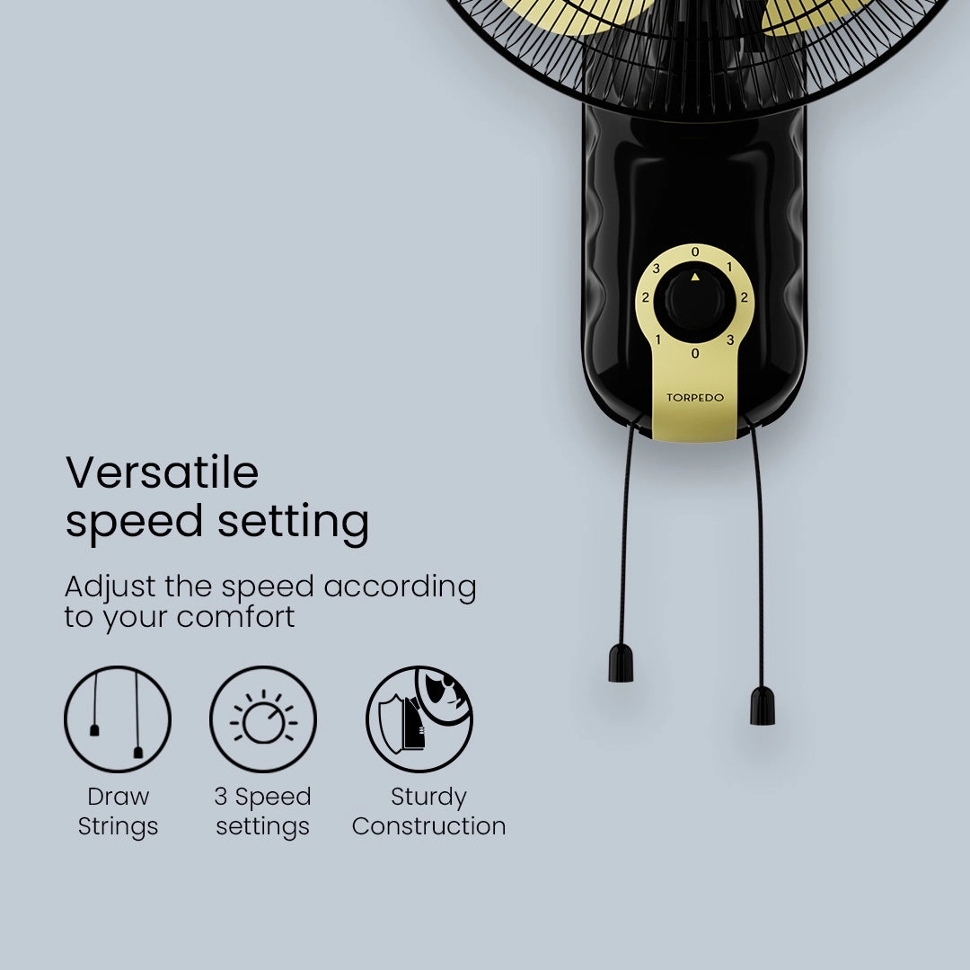 Crompton Highspeed Torpedo Wall Mounted Fan - 12 Inch by Crompton : Colours available: Black 7 4