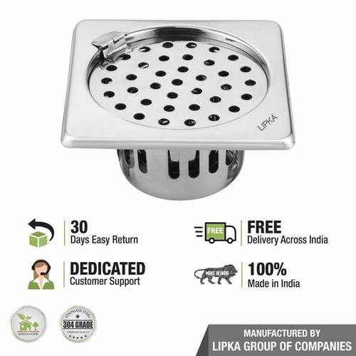 Lipka Square Floor Drain (6 x 6 Inches) with Hinge and Cockroach Trap 4