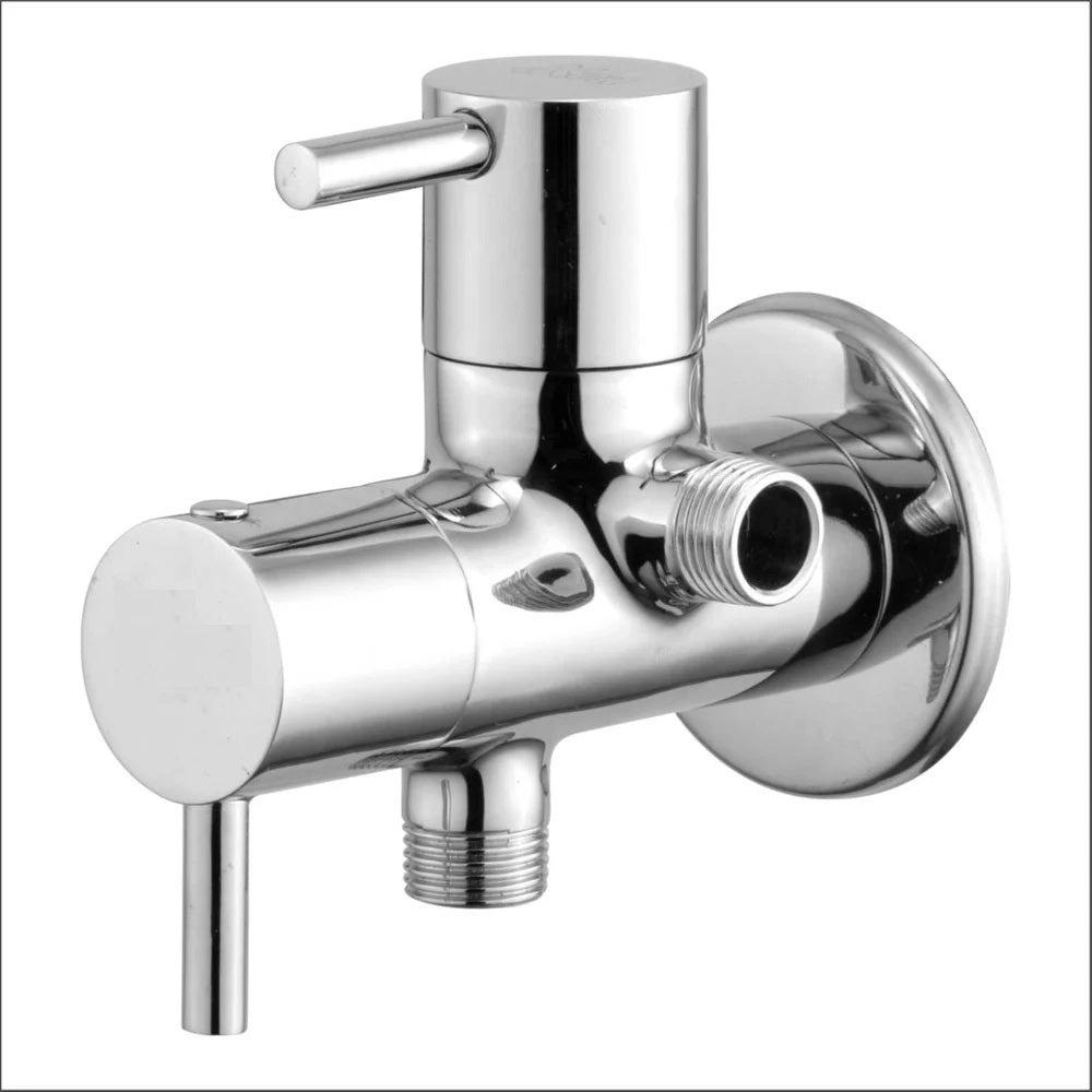 Aquieen 2-In-1 Angle Cock With Wall Flange In Chrome Finish | Heavy-Duty Brass Made | Fluid Series | Multi-Use Valve 4