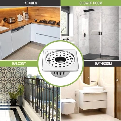 Lipka Square Floor Drain (5 x 5 Inches) with Lock, Hole and Cockroach Trap 5