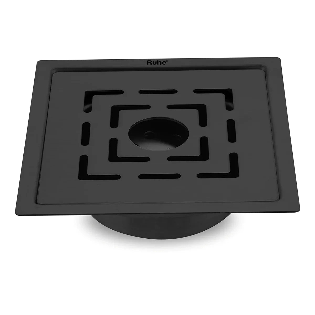 Ruhe Sapphire Square Flat Cut Floor Drain in Black PVD Coating 5 x 5 Inches with Hole by Ruhe : Colours available: Black