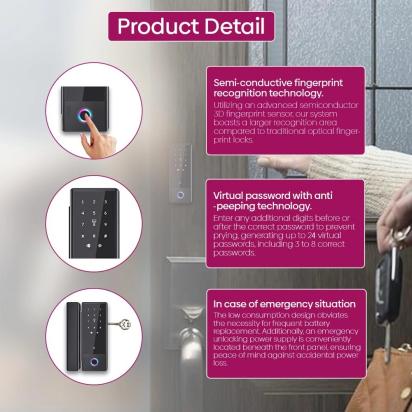 Homemate Wi-Fi Smart Glass Door Lock by Homemate : Colours available: Black 1 1