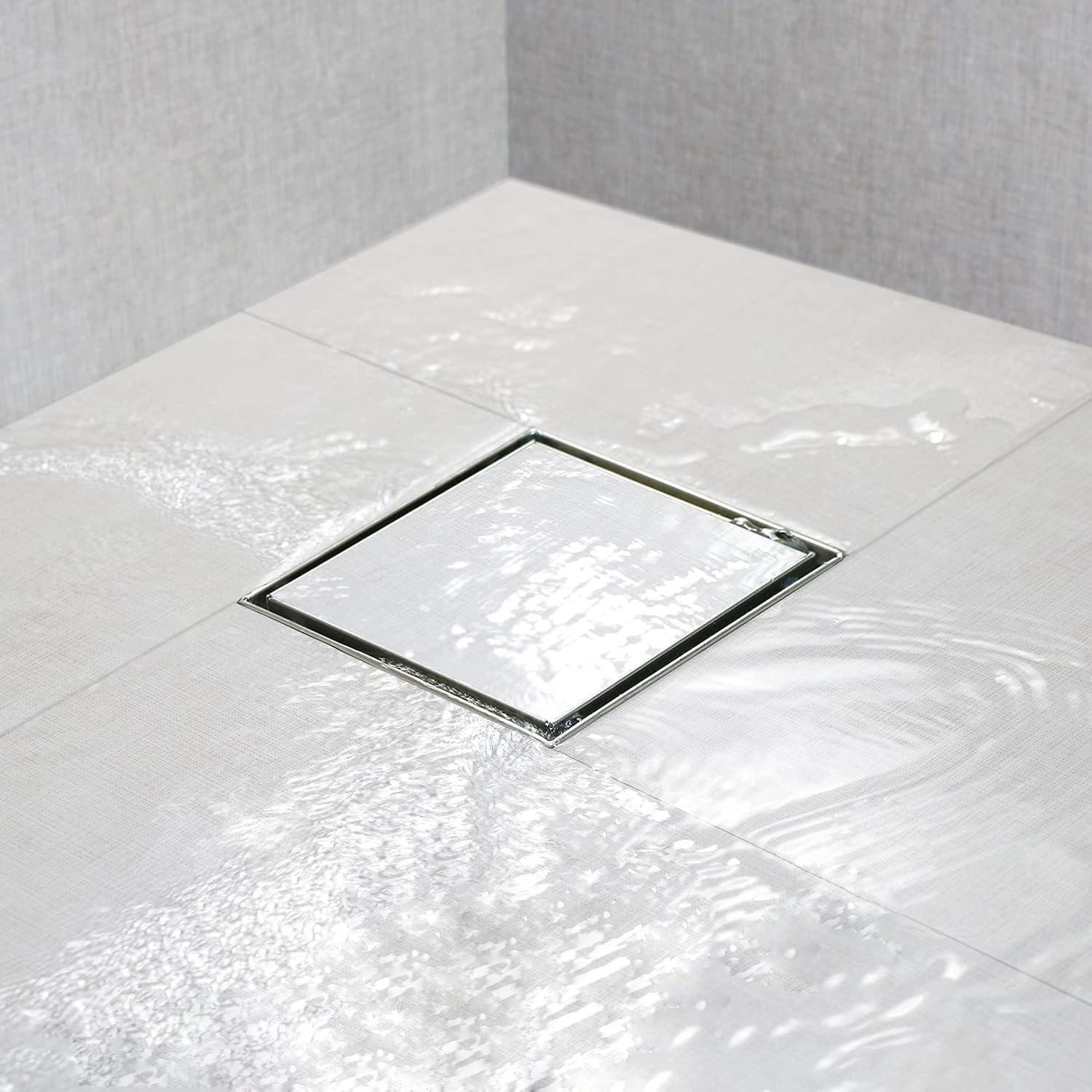 Aquieen 6x6 Inch Tile/Marble Insert Floor Grating / Drainer with Anti-Foul Cockroach Trap | SS304 Drainer in Chrome Finish | Drain Cover & Kitchen