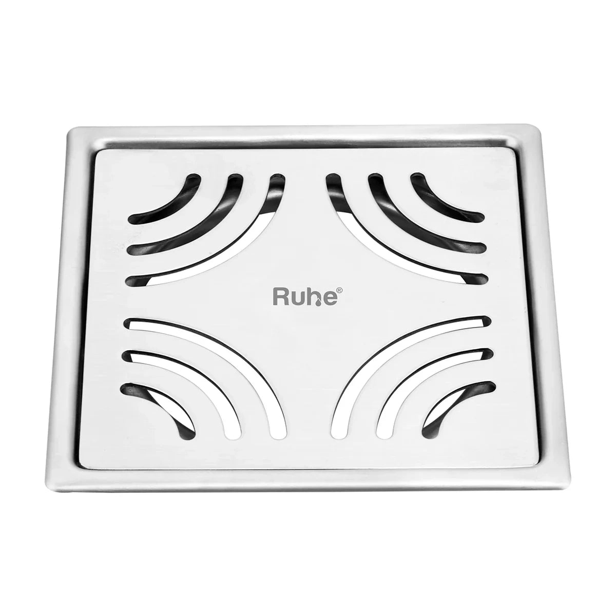 Ruhe Emerald Square Flat Cut 304 - Grade Floor Drain 5 x 5 Inches by Ruhe : Colours available: Silver