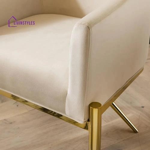 Livin Styles Marianna Dining Carver Chair Set of 2 Cream Velvet Curved Back on Gold Legs 2