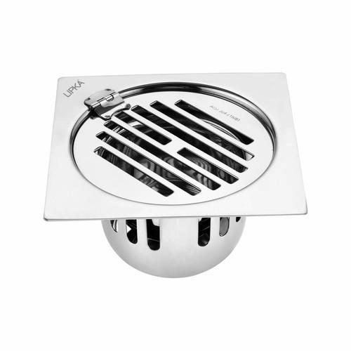 Lipka Golden Classic Jali Square Flat Cut Floor Drain (6 x 6 Inches) with Hinge and Cockroach Trap