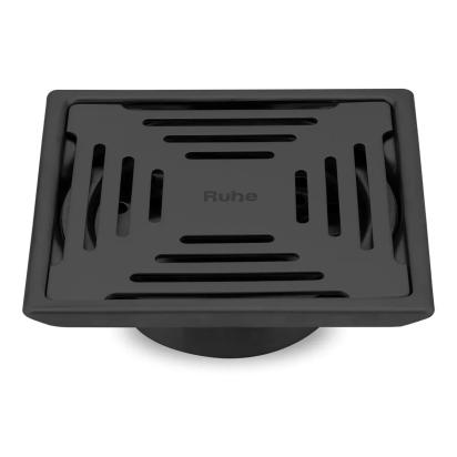 Ruhe Opal Square 304-Grade Floor Drain in Black PVD Coating 6 x 6 Inches by Ruhe : Colours available: Black