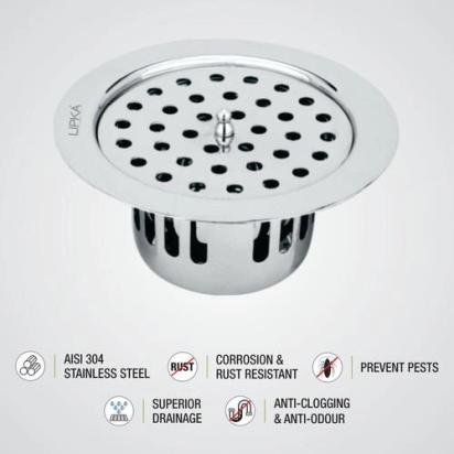 Lipka Round Flat Cut Floor Drain (5.5 inches) with Cockroach Trap & Lid 2