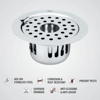 Lipka Round Flat Cut Floor Drain (5.5 inches) with Hinge, Hole & Cockroach Trap 2