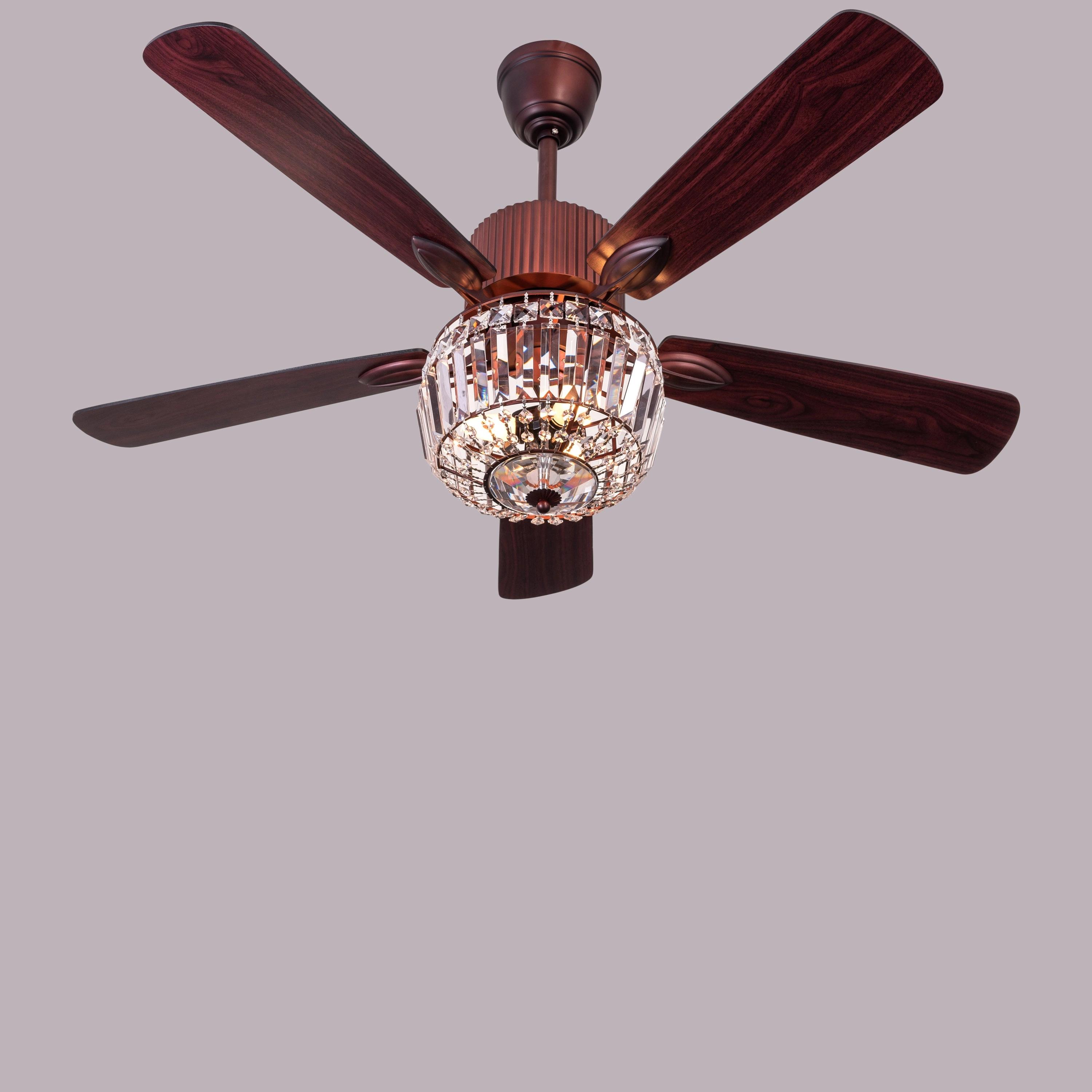 The WhiteTeak Encrusted (132 cm Span, Mahogany Color Metal Body, Mahogany Finish MDF Blades) Crystal Chandelier Ceiling Fan 4