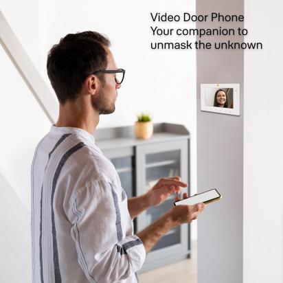 Yale JB 305 - E Video Door Phone with Two way communication, 7inch TFT LCD and Camera with Night Vision LEDs by Yale for Indoor, Outdoor : Colours available: White 4 5