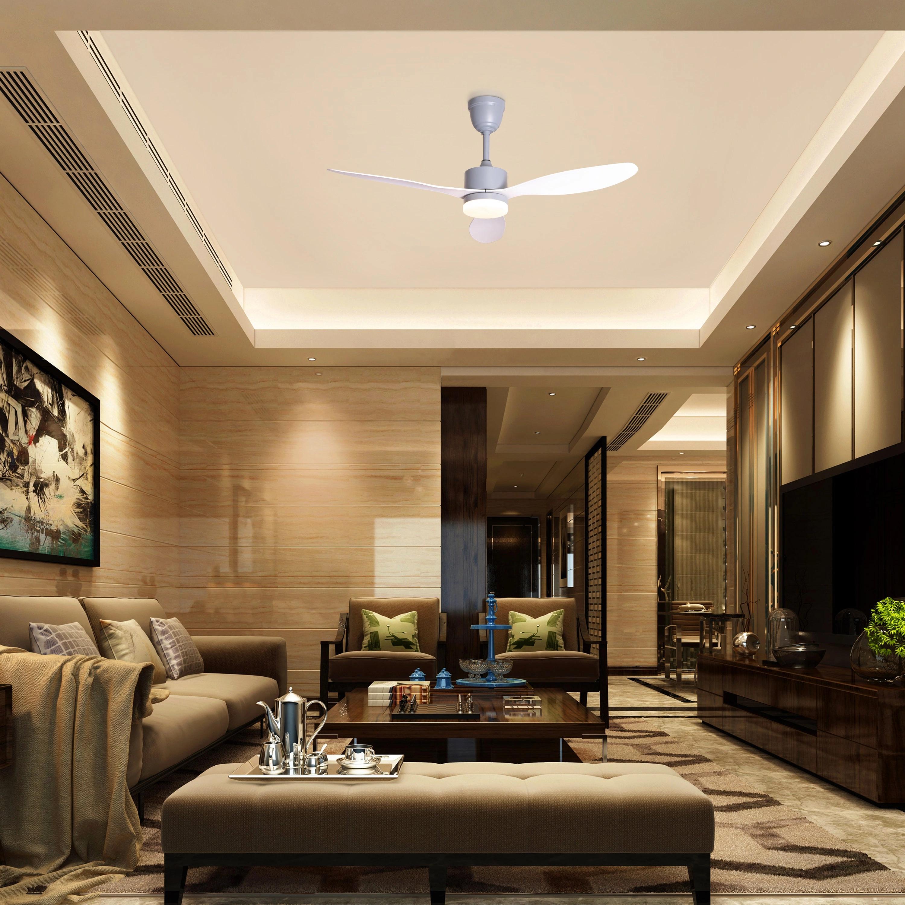 TheWhiteTeak Salzburg Story (132 cm Span, Grey Finish Metal Body, White Finish ABS Blades) 3 Colour Dimmable LED with Remote Control Ceiling Fan 2