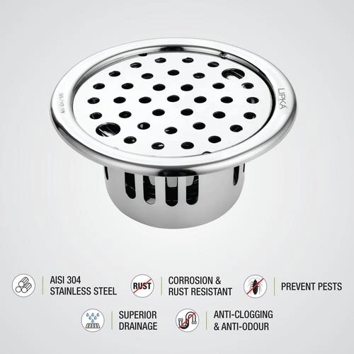 Lipka Round Floor Drain (5 inches) with Cockroach Trap & Lock 2