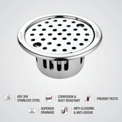 Lipka Round Floor Drain (5 inches) with Cockroach Trap & Lock 2