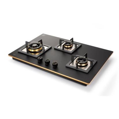Glen 3 Burner Glass Hob Top Triple Ring Burner Total Brass Burners Auto Ignition (1073XLCIHTTTRMG)