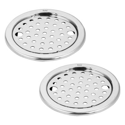 Ruhe Plain Jali Round Floor Drain with Lock 5 Inches - Pack of 2 by Ruhe : Colours available: Silver