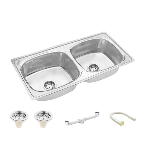 Lipka Round Double Bowl 304-Grade Kitchen Sink (37 x 18 x 8 Inches) 1