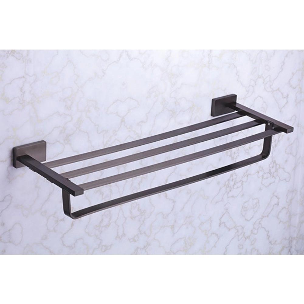 Aquieen 24-Inch Brass Towel Rack With Stand | Matte Black Finish Wall-Mounted Holder With Powder Coating - Amarillo Series