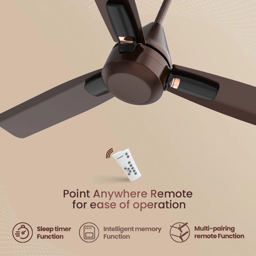Crompton Energion Cromair Plus BLDC Ceiling Fan - Satin Sand by Crompton : Colours available: Brown 8 3