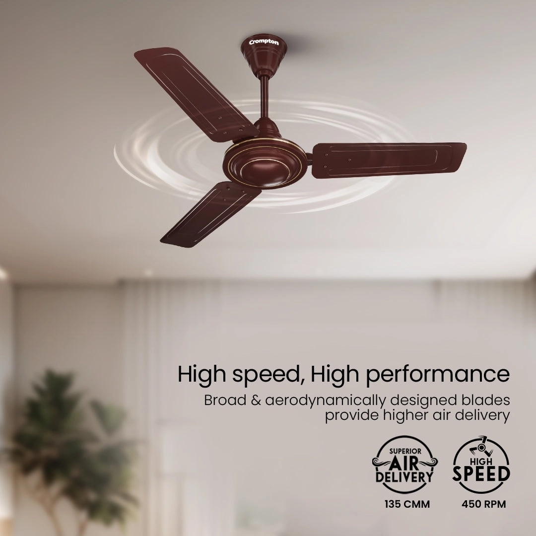 Crompton Surebreeze Brizair| Ceiling Fan - Brown by Crompton : Colours available: Brown 2 3
