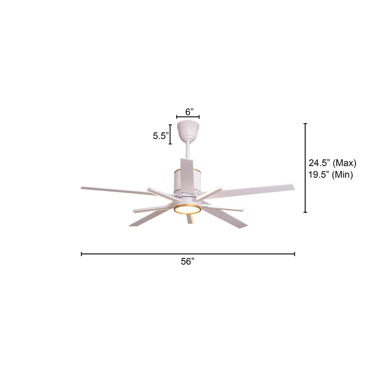 TheWhiteTeak Serengeti (142 cm Span, White & Gold Finish Metal Body, White Finish Solid Wood Blades) Dimmable LED With Remote Control Ceiling Fan 3