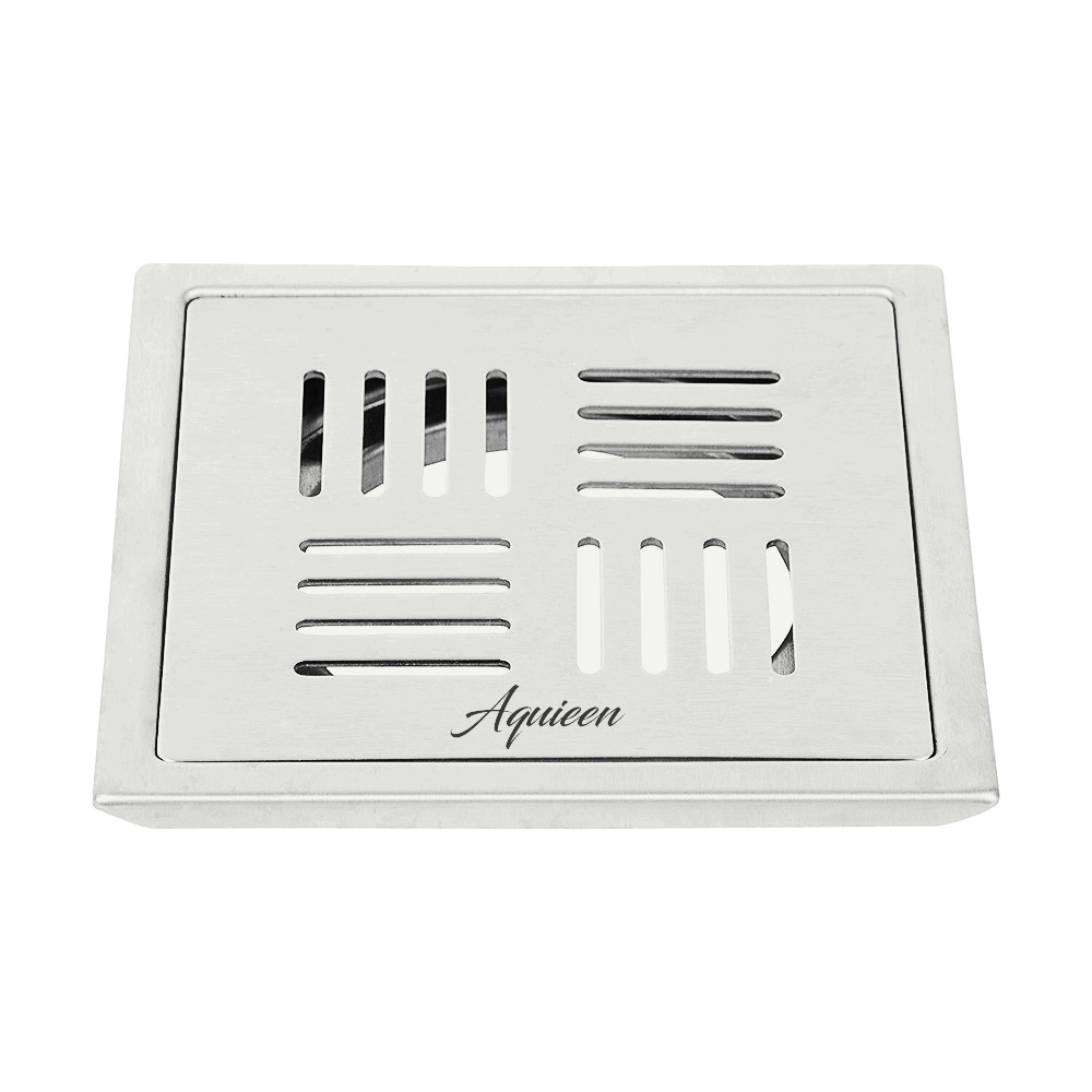 Aquieen 5x5 Inch Floor Grating / Drainer In Matte Finish | Florin Design & SS304 Drainer | Anti-Clog & Drain Cover & Kitchen by Aquieen : Colours available: Chrome 1 1