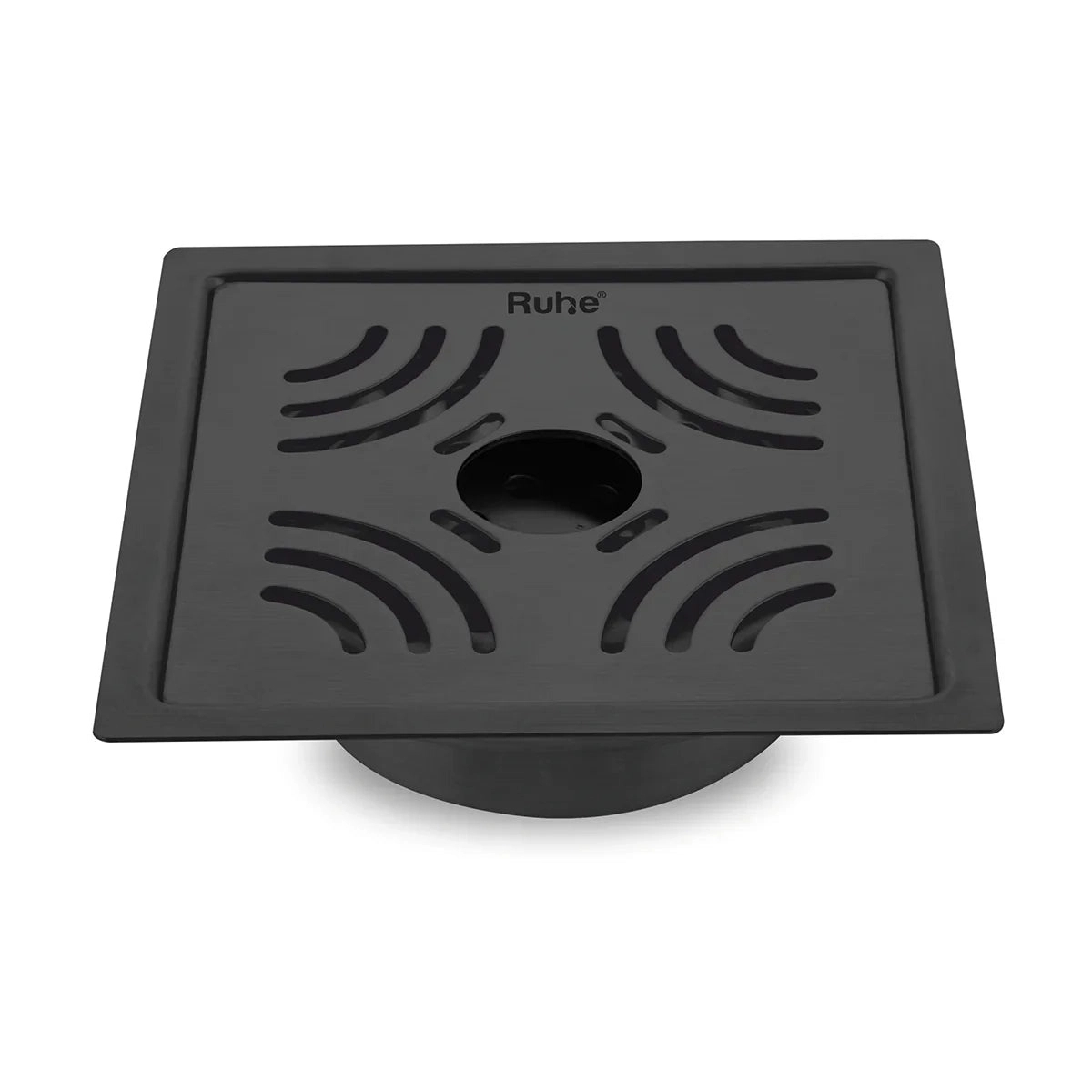Ruhe Emerald Square Flat Cut Floor Drain in Black PVD Coating 6 x 6 Inches with Hole by Ruhe : Colours available: Black 3 1